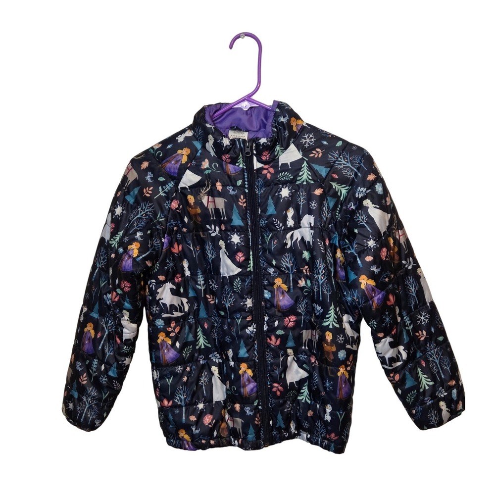 Disney Frozen Girls Puffer Jacket Size 9 10 Elsa Anna Winter Warm Coat